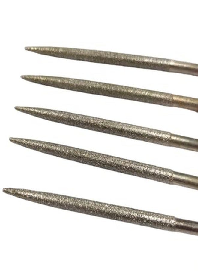 DLEIN Diamond File Round Needle Diamond File for Metal Glass Stone Jewelry Craft Works Grinding Sewing Hand Tool Suit Polishing Dealing Tools for Ceramic Glass Gem Stone and Crafts 140mm(Round 5pc) - Image 3